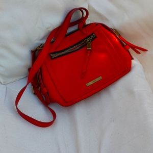Red leather fossil purse